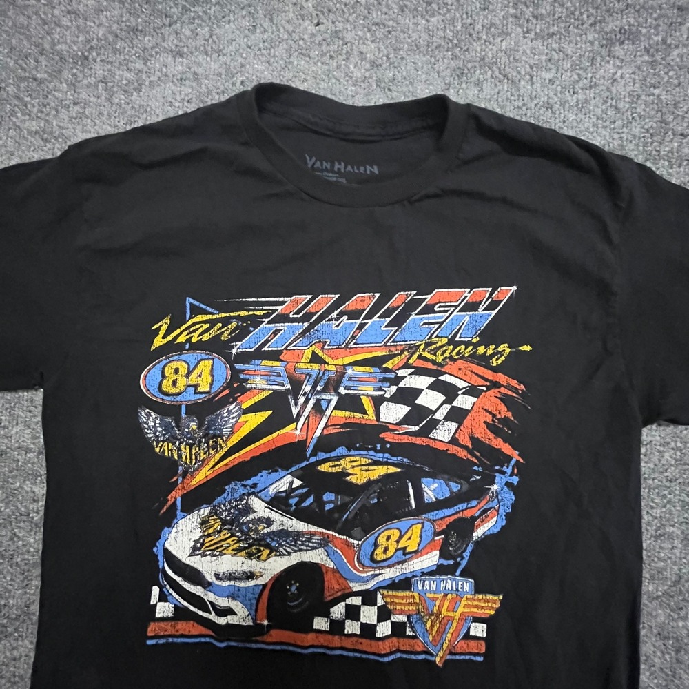 Van Halen T-Shirt Mens Size M Black Racing Graphic Short Sleeve Rock Band Tee